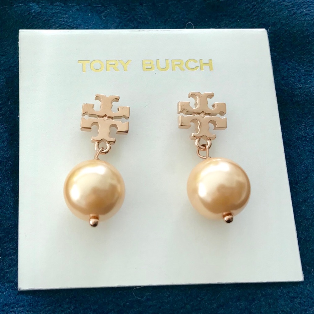 Brand New Tory Burch Evie Rose Gold Earrings